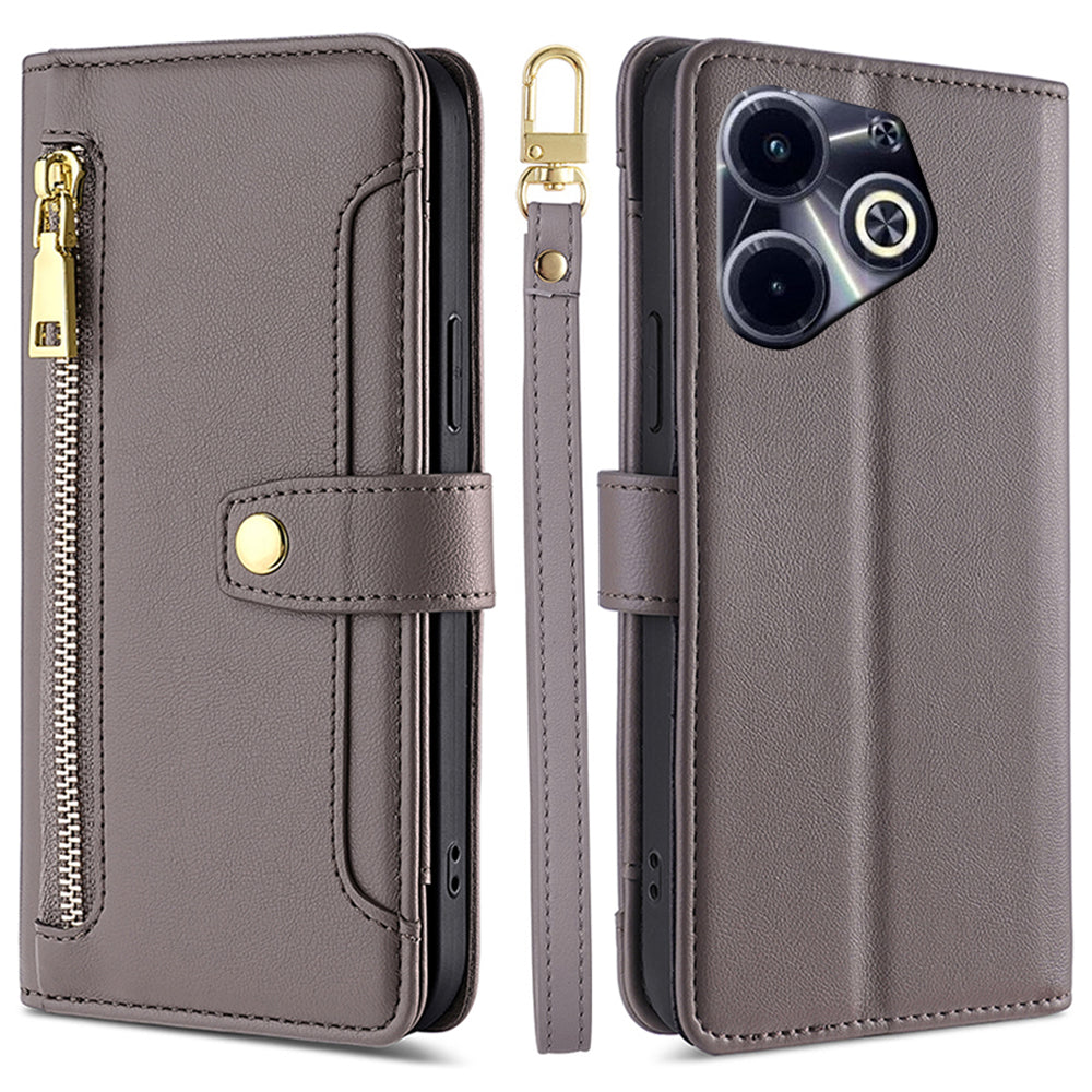For Transsion Infinix Hot 40i Leather Case Protective Wallet Phone Cover with 2 Straps For Transsion Infinix Hot 40i Leather Case Protective Wallet Phone Cover with 2 Straps